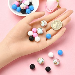 30Pcs 5 Colors Food Grade Eco-Friendly Silicone Focal Beads&nbsp;SIL-YW0001-24A