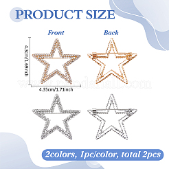 2Pcs 2 Colors Alloy Rhinestone Lapel Pin Brooches&nbsp;JEWB-FG0001-81