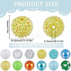 60pcs 12 styles DIY Acrylic & Plastic Round Beads Jewelry Making Findings Kit&nbsp;DIY-SC0025-49B