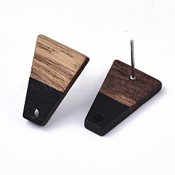 Resin & Walnut Wood Stud Earring Findings&nbsp;MAK-N032-001A-B01