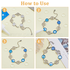 10Pcs Flower 304 Stainless Steel Cabochon Setting Bracelets&nbsp;BJEW-DC00016