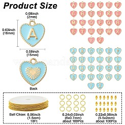 DIY Alloy Enamel Heart with Letter A~Z Pendant Decoration Making Kits&nbsp;DIY-CJ0003-08