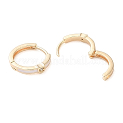 Brass Micro Pave Clear Cubic Zirconia Hoop Earrings for Women&nbsp;LS-EJEW-S234-06G