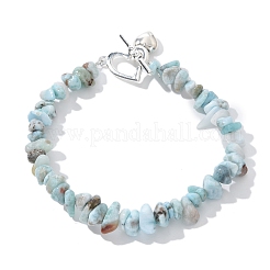 Natural Larimar Beaded Bracelets&nbsp;X-BJEW-JB02681-01