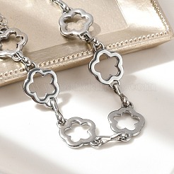 304 Stainless Steel Flower Link Chains Bracelets for Men & Women&nbsp;BJEW-D042-42P