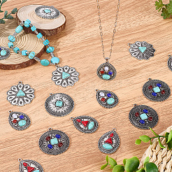 20Pcs 5 Styles Retro Alloy Pendants&nbsp;TIBEP-SC0003-58