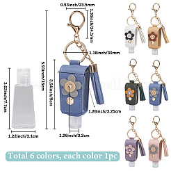 6Pcs 6 Colors ortable Empty Travel Bottle Keychains&nbsp;KEYC-SC0001-57A