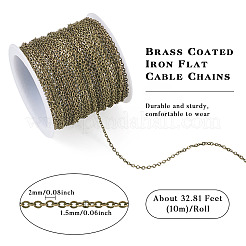 Brass Coated Iron Flat Cable Chains&nbsp;CH-TAC0007-01AB