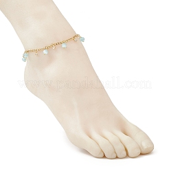 Cat Eye Round Tassel 304 Stainless Steel Twisted Chain Anklets for Women&nbsp;AJEW-AN00698-02