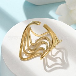 Ion Plating(IP) 304 Stainless Steel Wave Open Cuff Ring for Women&nbsp;RJEW-M025-01G