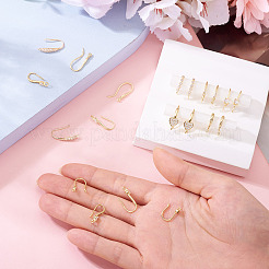 10 Styles Brass Micro Pave Clear Cubic Zirconia Earring Hooks&nbsp;KK-TA0002-26