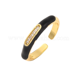 Brass Micro Pave Clear Cubic Zirconia Open Cuff Rings&nbsp;RJEW-U009-18G