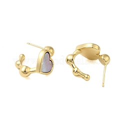 Shell Heart Stud Earrings&nbsp;EJEW-K287-01G-13