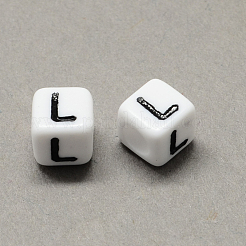 Large Hole Acrylic Letter European Beads&nbsp;SACR-Q103-6mm-01L