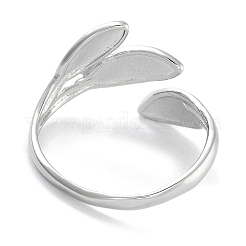 Leaf Rack Plating Brass Open Cuff Rings for Women&nbsp;RJEW-Z059-23P