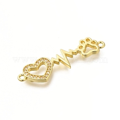 Rack Plating Brass Clear Cubic Zirconia Hollow Connector Charms&nbsp;KK-M079-08G