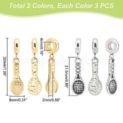 6Pcs 2 Colors 304 Stainless Steel European Dangle Charms&nbsp;STAS-UN0039-47