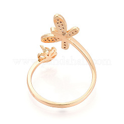 Butterfly Brass Micro Pave Clear Cubic Zirconia Cuff Ring Settings&nbsp;KK-T076-31G