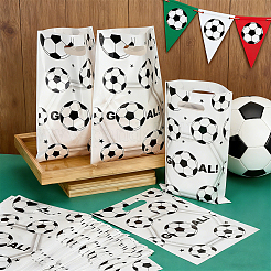100Pcs Football Print Plastic Gift Bags with Die Cut Hole Handle&nbsp;ABAG-WH0045-101B