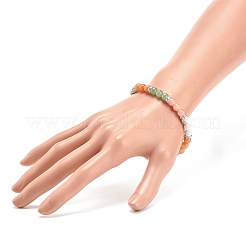 Natural Red Aventurine & Gemstone Round Beaded Bracelet for Women&nbsp;BJEW-JB08336-04