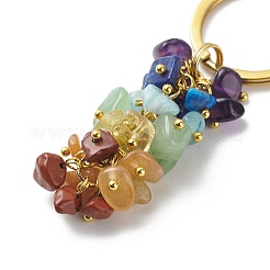 Chakra Theme Natural Gemstone Chip Bead Keychain&nbsp;KEYC-JKC00416-01