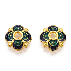 4-Petal Alloy Enamel Bead Caps&nbsp;X1-ENAM-TAC0023-04