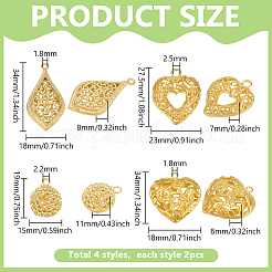 8Pcs 4 Styles Brass Hollow Pendants&nbsp;FIND-PH0027-30