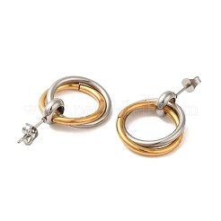 Double Rings 304 Stainless Steel Stud Earrings for Women&nbsp;EJEW-U003-20