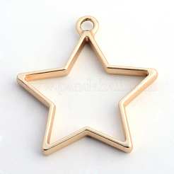 Rack Plating Alloy Star Open Back Bezel Pendants&nbsp;X-PALLOY-S047-40C-FF