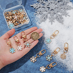 20Pcs 4 Styles Snowflake Alloy Enamel Pendant Decorations&nbsp;HJEW-PH02073