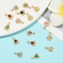 16Pcs 8 Colors Brass Micro Pave Cubic Zirconia Pendants&nbsp;KK-YW0004-15
