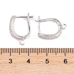Rack Plating Brass Cubic Zirconia Hoop Earring Findings&nbsp;KK-S374-04P-03