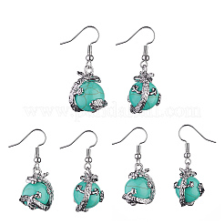 Gemstone Dragon Dangle Earrings&nbsp;EJEW-A092-12P
