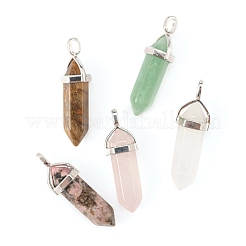 5Pcs 5 Style Natural Gemstone Pointed Pendants&nbsp;G-FS0001-26