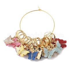 16Pcs 8 Colors Alloy Enamel Butterfly Charm Locking Stitch Markers&nbsp;HJEW-SC0001-30