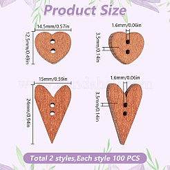 200Pcs 2 Styles Wood Buttons&nbsp;FIND-GO0001-91