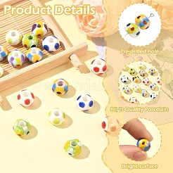 18Pcs 6 Colors Handmade Porcelain European Beads&nbsp;PORC-YW0001-87