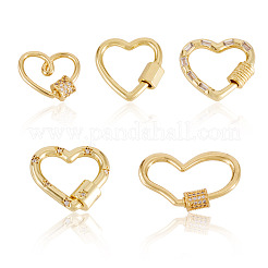5Pcs 5 Styles Brass Screw Carabiner Lock Charms&nbsp;KK-TA0008-24