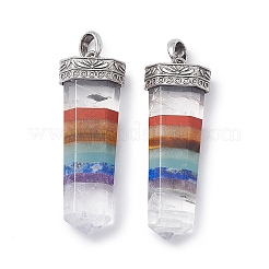 7 Chakra Mixed Gemstone Pointed Big Pendants&nbsp;G-P491-09AS