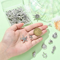 50Pcs 10 Style Tibetan Style Alloy Pendants&nbsp;TIBEP-CJ0003-47