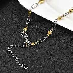 304 Stainless Steel Heart Link Chain Necklaces for Women&nbsp;NJEW-A046-02B-GP
