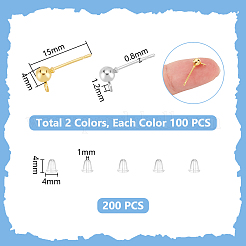 200Pcs 2 Styles Iron & 304 Stainless Steels Stud Earring Findings&nbsp;FIND-UN0003-46