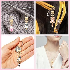 12Pcs 12 Styles Plating Alloy Enamel Cat Shape Pendant Decorations&nbsp;HJEW-YW00486