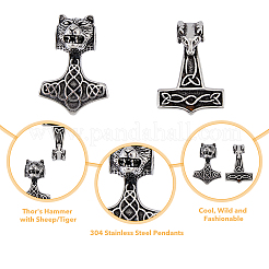 4Pcs 2 Styles 304 Stainless Steel Pendants&nbsp;STAS-DC0013-77