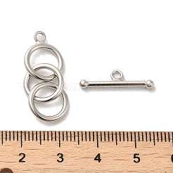 Rhodium Plated 925 Sterling Silver 3-Ring Toggle Clasps&nbsp;STER-P049-01P