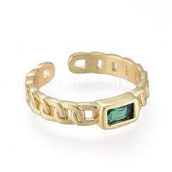 Brass Micro Pave Cubic Zirconia Cuff Rings&nbsp;RJEW-K232-14G-M