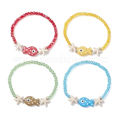 4Pcs Glass and Synthetical Turquoise Beads Stretch Bracelets for Women&nbsp;BJEW-TA00709