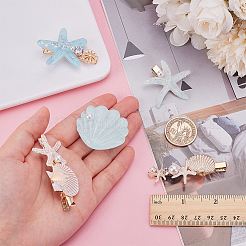 Starfish & Shell Shape Resin Alligator Hair Clips&nbsp;PHAR-WH0006-35
