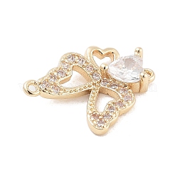 Brass Pave Clear Cubic Zirconia Hollow Connector Charms&nbsp;KK-Z061-03G