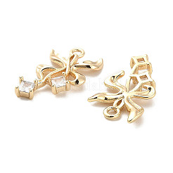 Brass Micro Pave Clear Cubic Zirconia Pendants&nbsp;KK-C054-06G